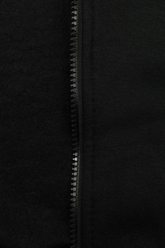 Verlängerte Sweatjacke mit hohem Kragen und Kapuze schwarz