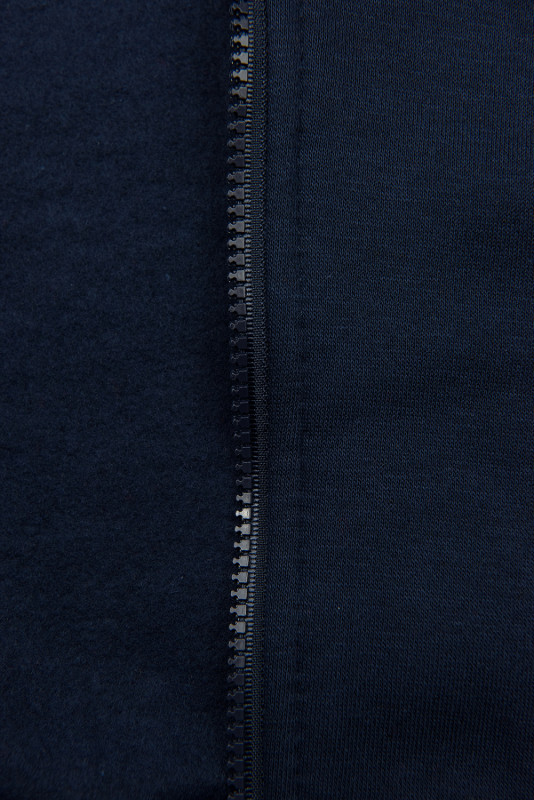 Verlängerte Sweatjacke mit hohem Kragen und Kapuze dunkelblau