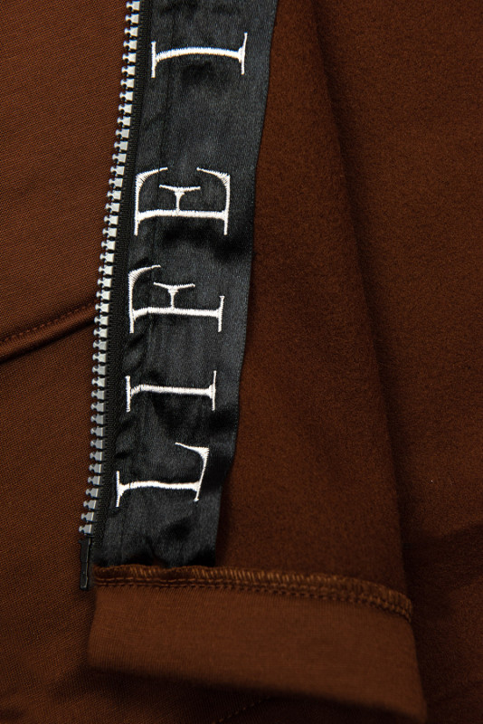 Sportliche lange Sweatjacke Schokoladenbraun