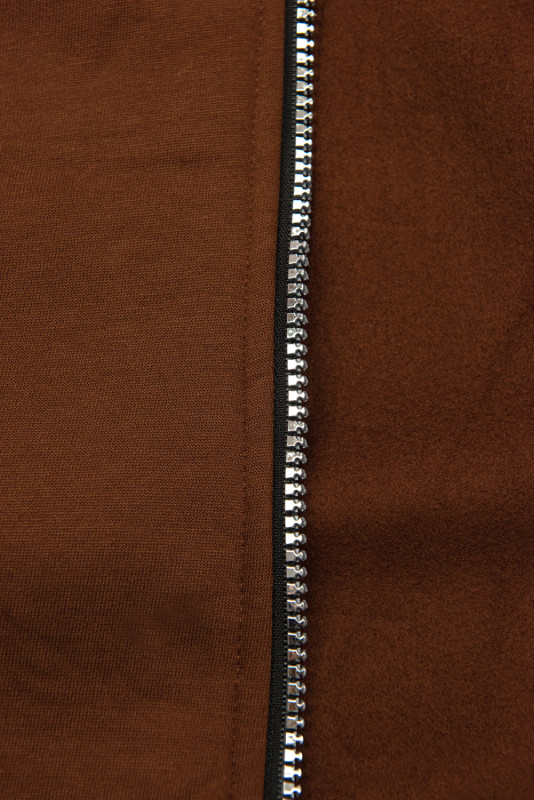 Sportliche lange Sweatjacke Schokoladenbraun