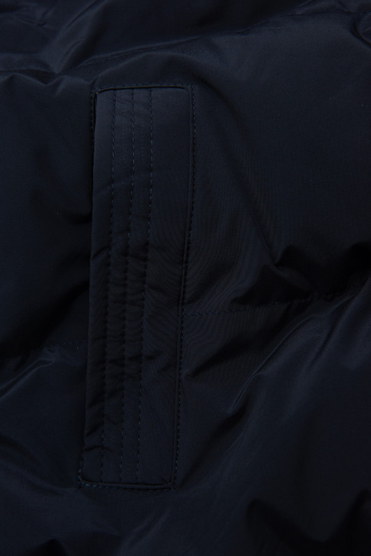 Lange Steppweste mit Kapuze Dunkelblau
