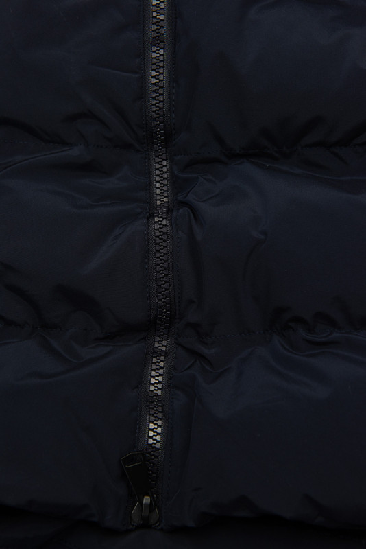 Lange Steppweste mit Kapuze Dunkelblau