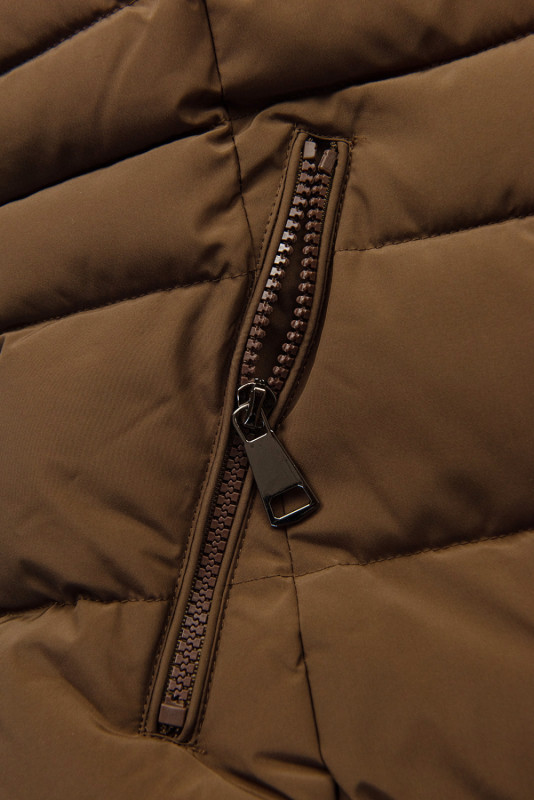 Winterjacke mit abnehmbarem Fellimitat Schokoladenbraun