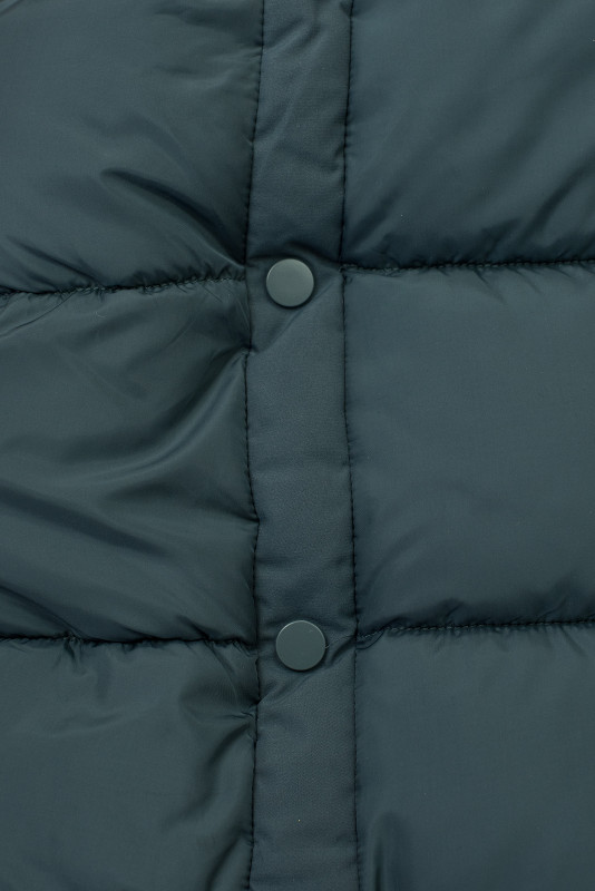 Lange Winterjacke mit Kunstpelz Petrolgrün