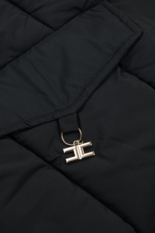 Damen-Steppjacke für den Winter mit Fell – Dunkelblau