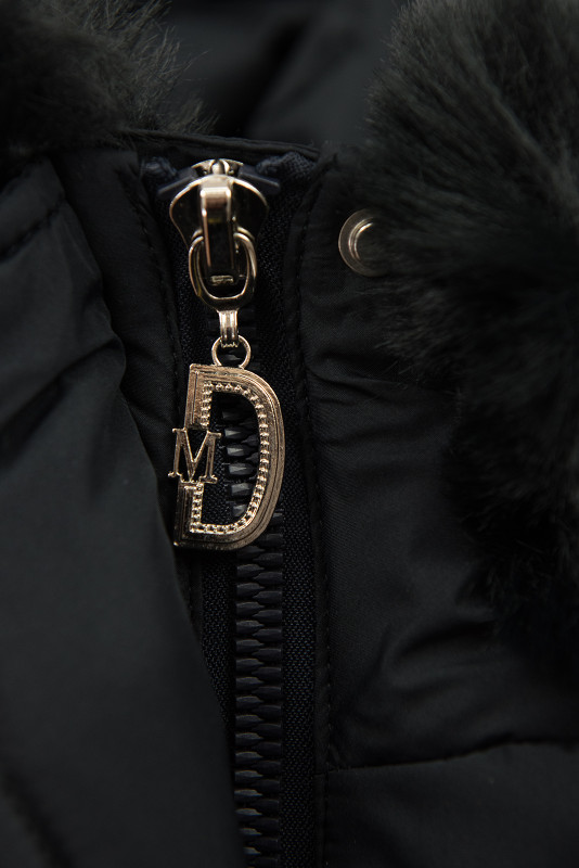 Damen-Steppjacke für den Winter mit Fell – Dunkelblau