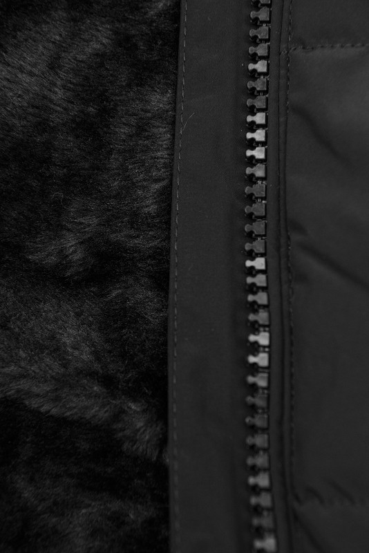 Winterjacke mit warmem Teddyfell schwarz