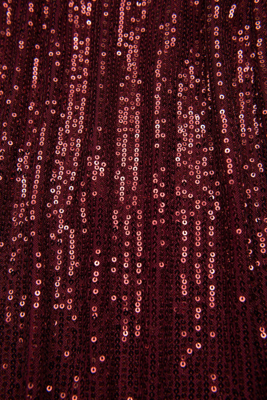 Pailletten Kleid mit V-Ausschnitt Weinrot