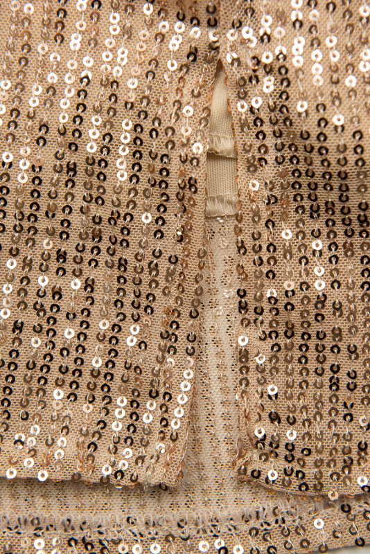 Pailletten Kleid mit V-Ausschnitt Beige