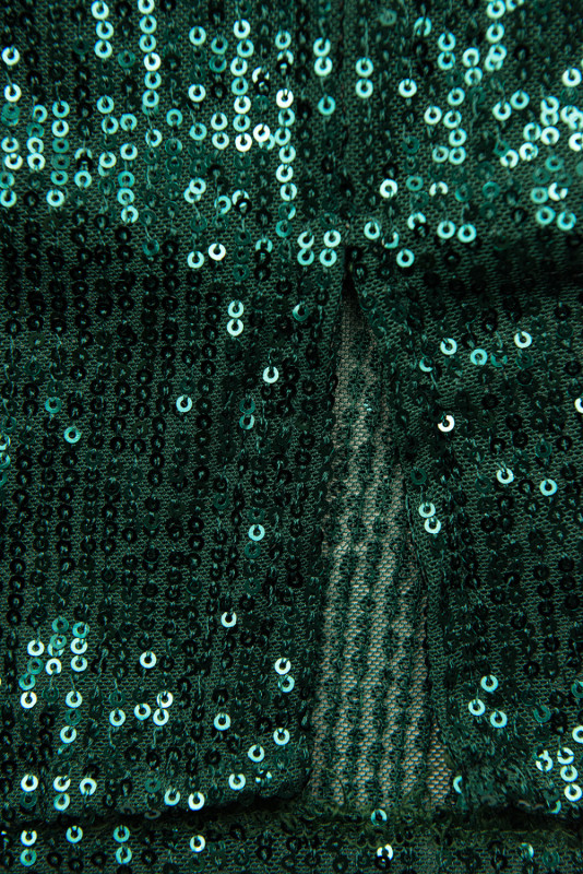 Pailletten Kleid mit V-Ausschnitt Smaragdgrün