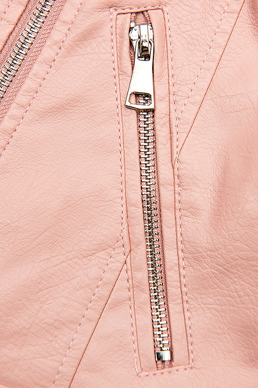 Lederimitatjacke im Biker-Look rosa