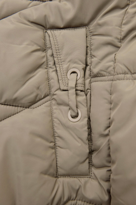 Elegante Winterjacke mit Kunstfell, Beige