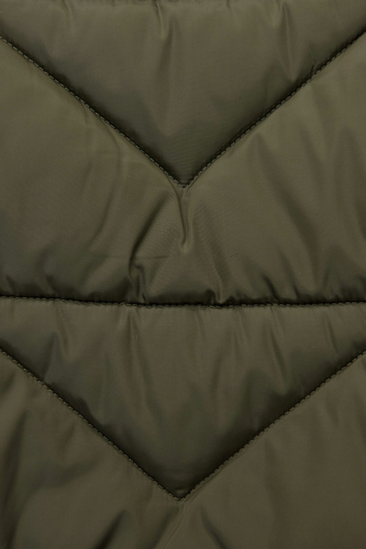 Elegante Winterjacke mit Kunstfell, Khaki