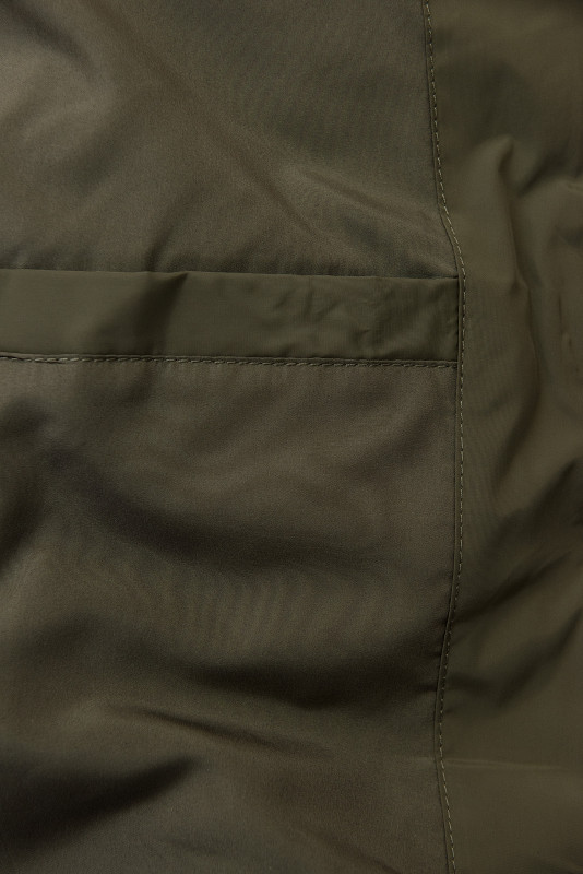 Elegante Winterjacke mit Kunstfell, Khaki