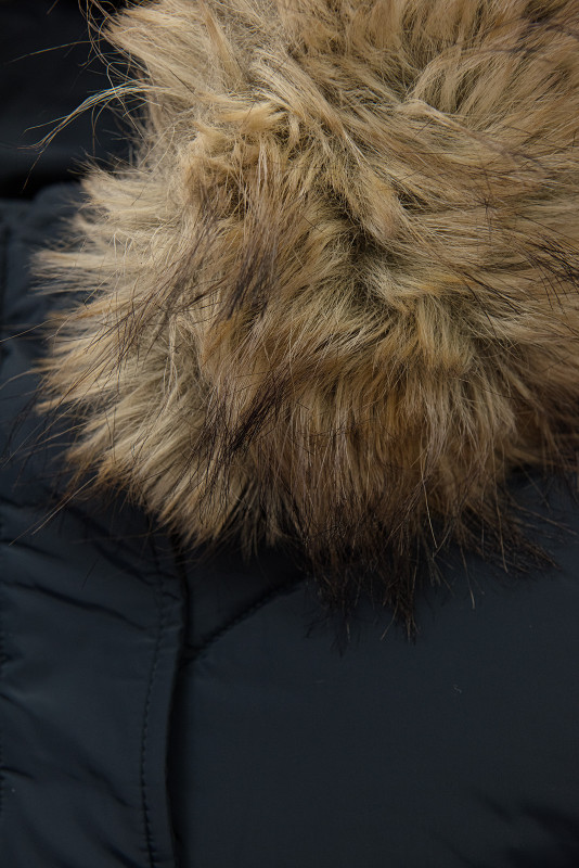 Elegante Winterjacke mit Kunstfell, Dunkelblau