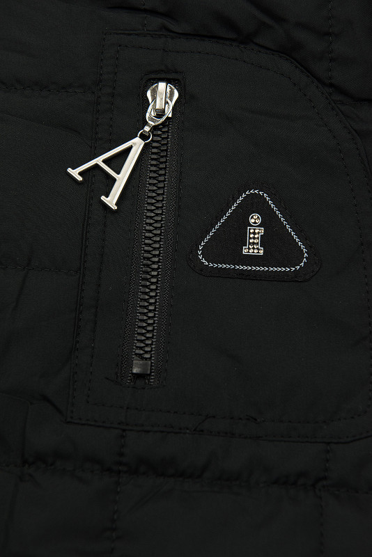 Gesteppte Frühlingsjacke mit Kapuze Schwarz