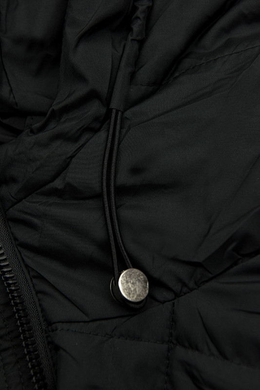 Gesteppte Frühlingsjacke mit Kapuze Schwarz