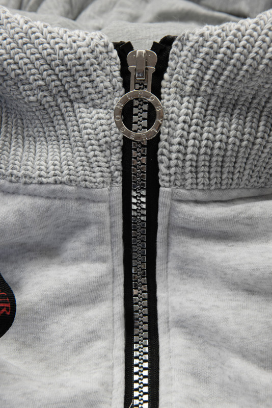 Sweatjacke mit Strickkapuze Grau