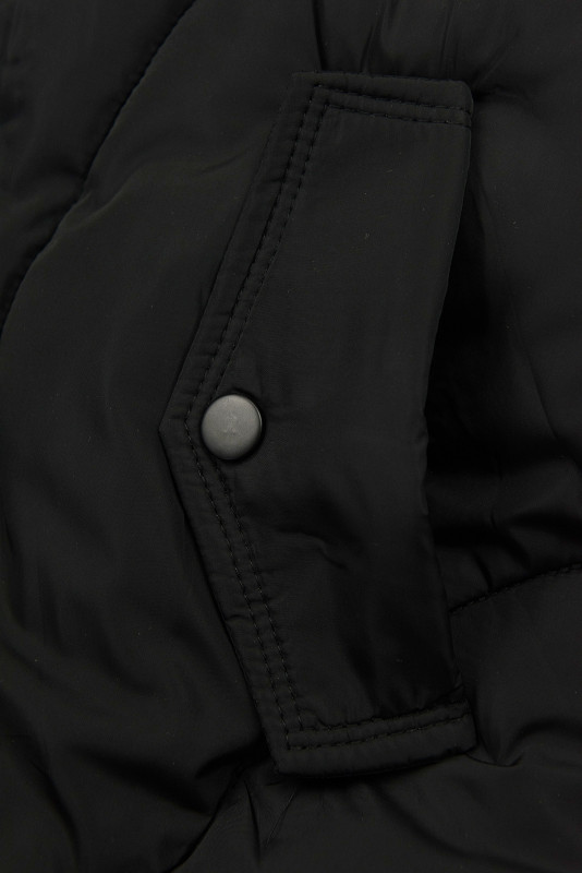 Damen-Winterjacke mit Strickbündchen Schwarz