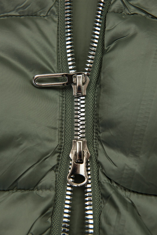 Winterjacke mit Fell, halbglänzend, Grün