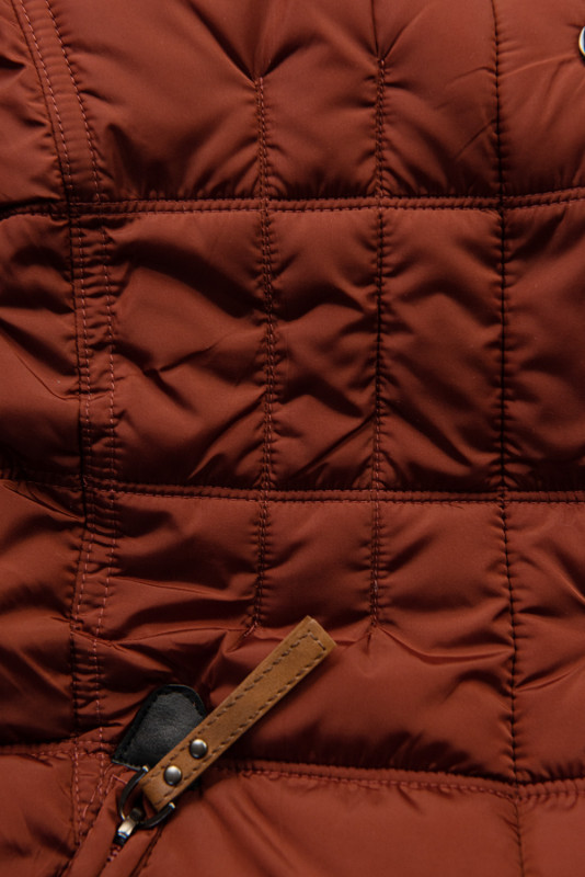 Wintermantel mit Teddy-Futter Braunrot