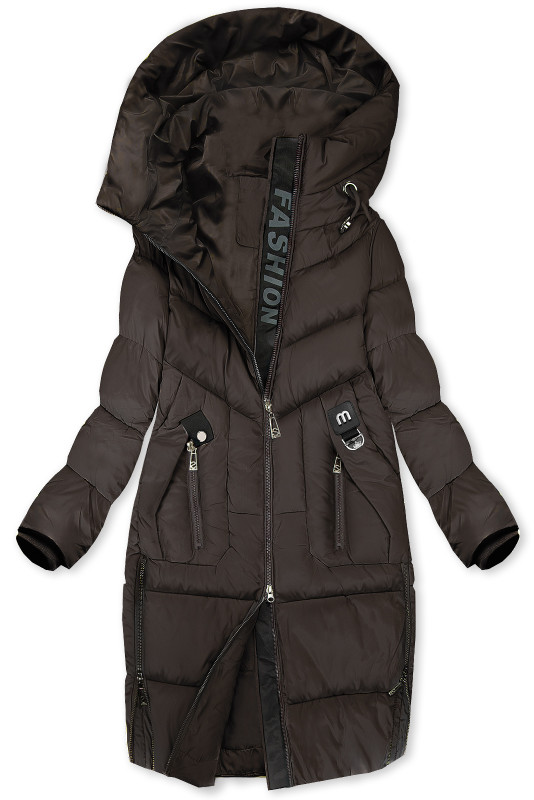 Damen-Steppmantel für den Winter mit voluminöser Kapuze Kalt Braun