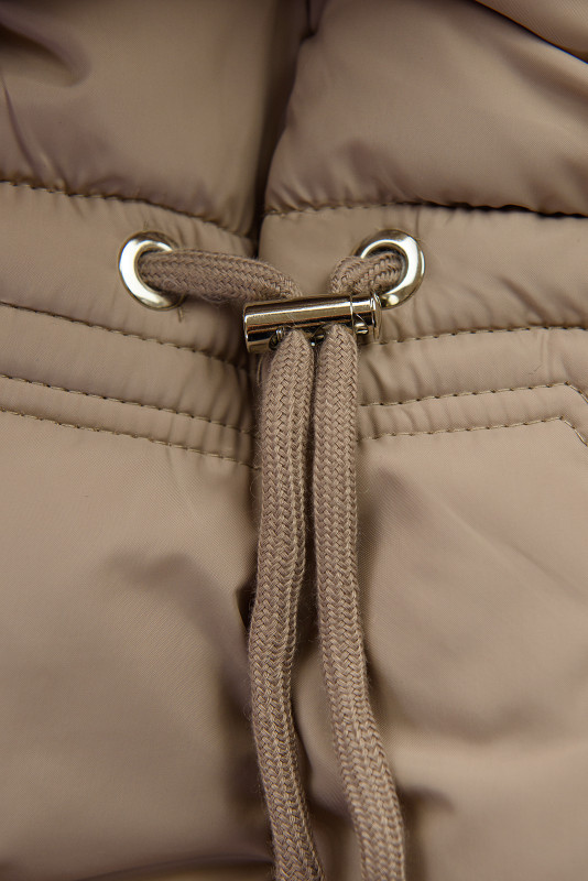 Damen-Wintermantel mit verstellbarer Taille Hellbeige