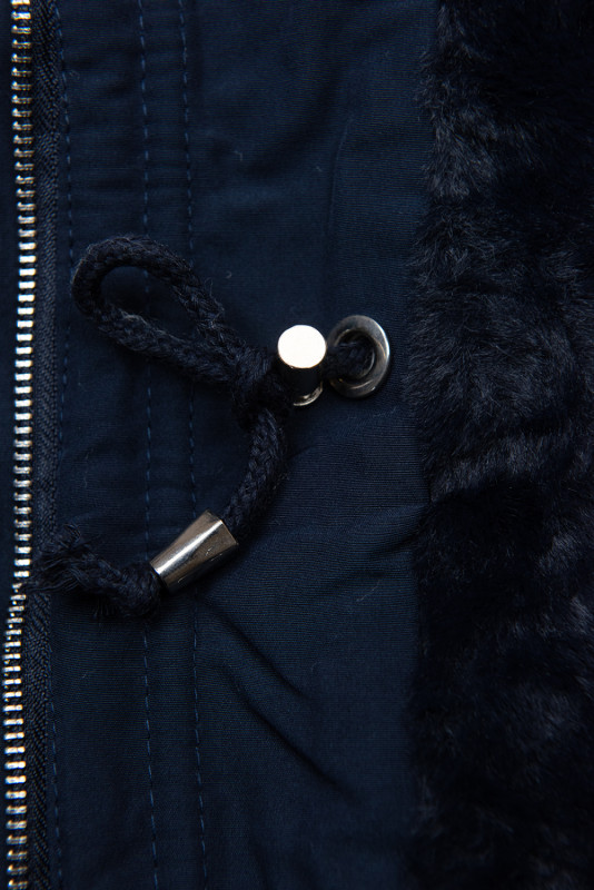 Winterparka mit Fellimitat dunkelblau