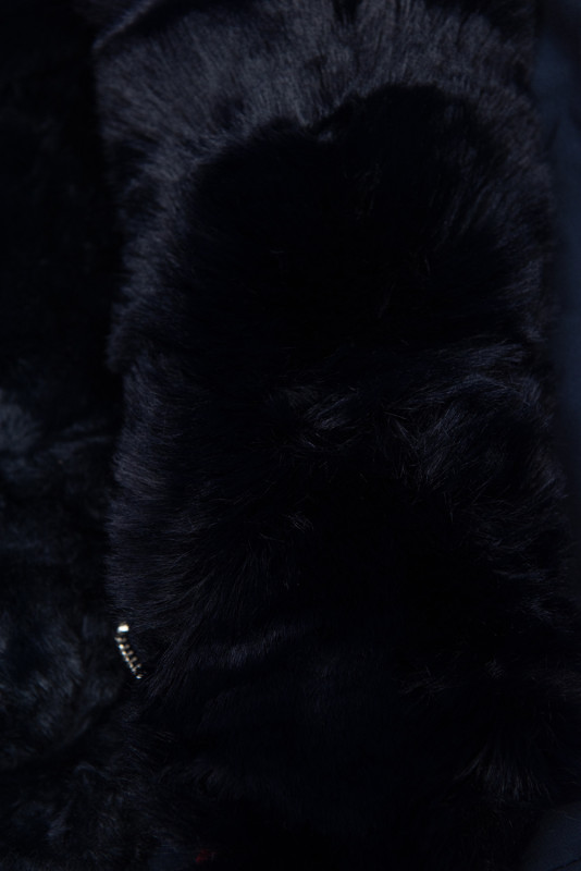 Winterparka mit Fellimitat dunkelblau