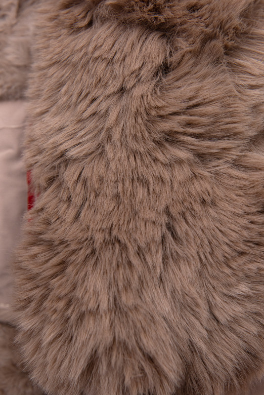 Winterparka mit Fellimitat beige-rosa