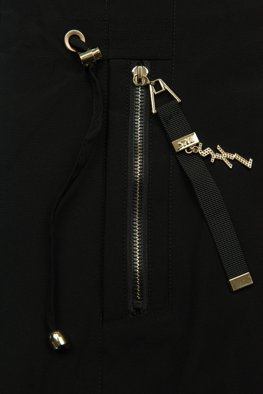 Damen-Parka mit Golddetails Schwarz