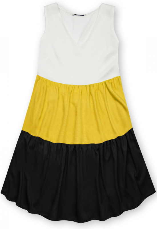 Kleid mit Color-Blocking-Optik gelb/schwarz