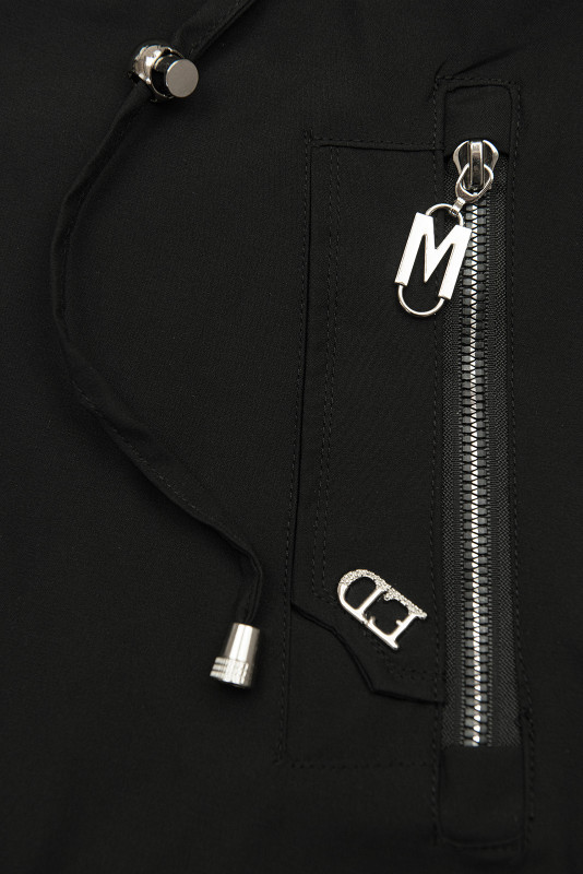 Eleganter Damen-Parka mit Golddetails Schwarz