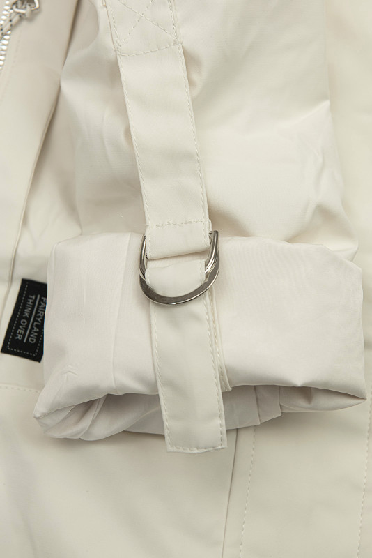 Verlängerter Parka s Print in der Kapuze Ecru