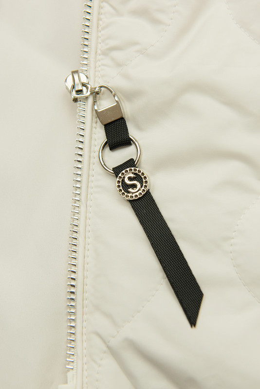 Damen-Übergangsjacke mit Strickärmeln Ecru