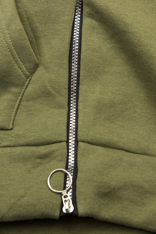 Sweatshirt mit Kapuze in Velour-Optik khaki