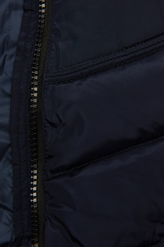 Winterjacke mit edler Kunstpelz-Kapuze Navyblau