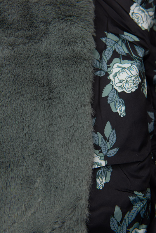 Steppjacke mit Blumenfutter blaugrün