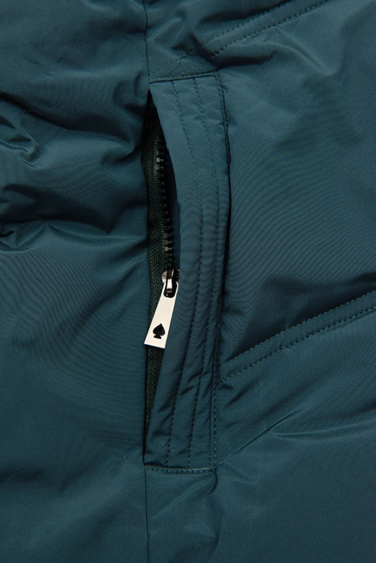 Steppjacke mit Blumenfutter blaugrün