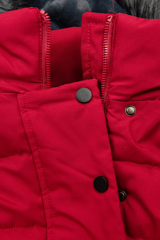 Gesteppte Winterjacke mit Gürtel Rot