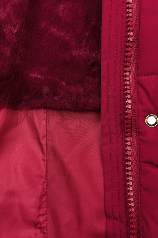 Warme Steppjacke mit Kapuze Burgundy