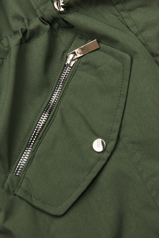 Leichter Parka mit Kapuze khaki/schwarz