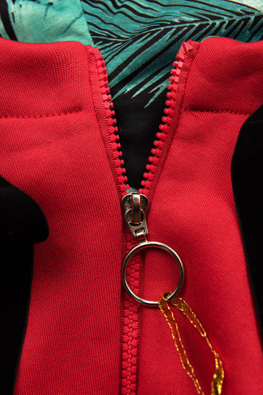 Kapuzensweatjacke in langer Form Rot