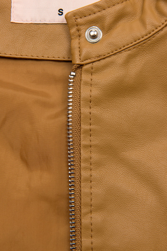 Basics Lederimitatjacke Camel Braun