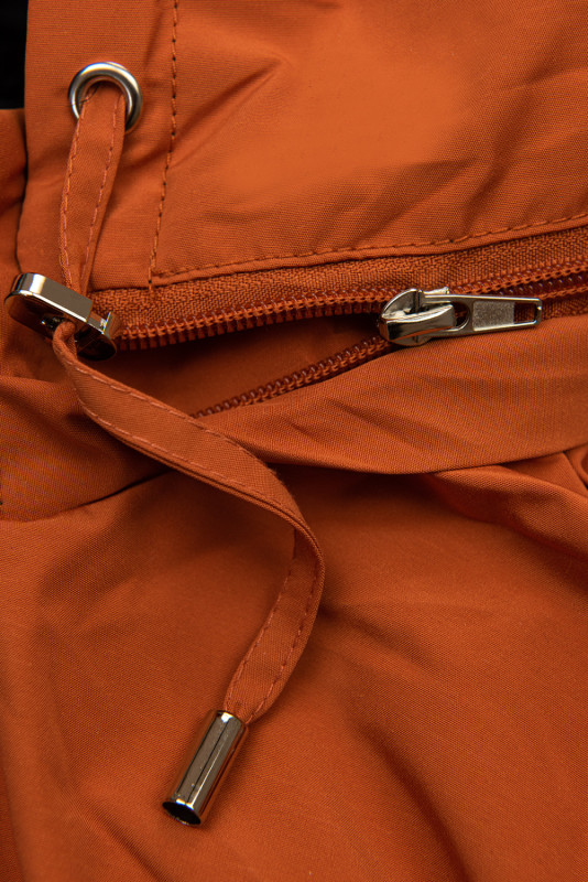 Wendejacke mit abnehmbarer Kapuze Terrakotta/Schwarz