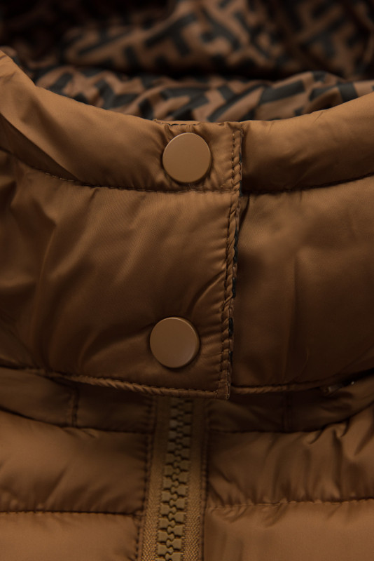 Winterjacke mit gemustertem Futter Karamellbraun