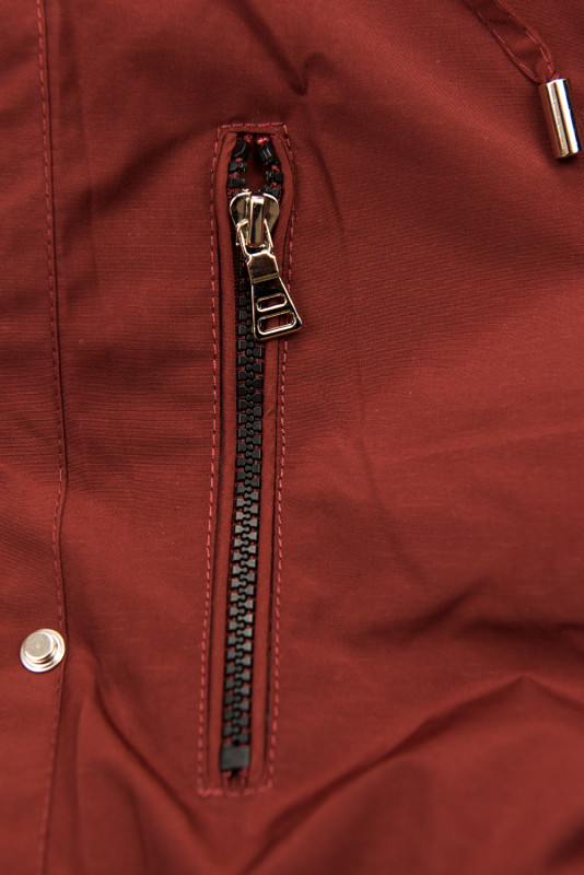 Parkajacke mit abnehmbarem Teddy-Futter braunrot