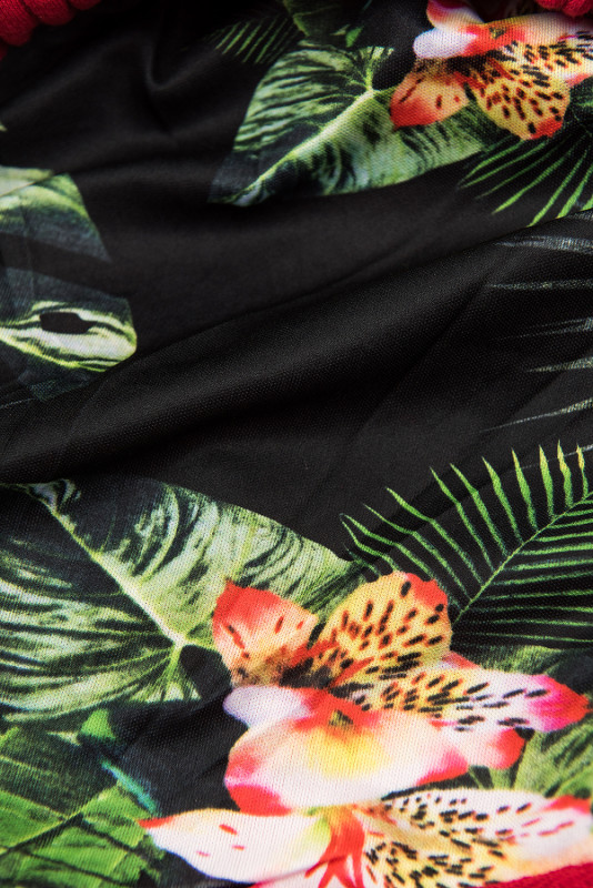 LHD Sweatjacke mit Blumen-Kapuze schwarz