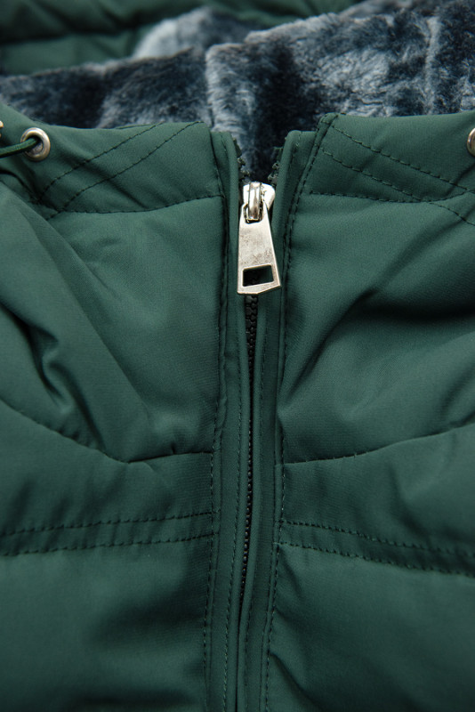 Steppjacke mit Futter-Plüsch grün/grau