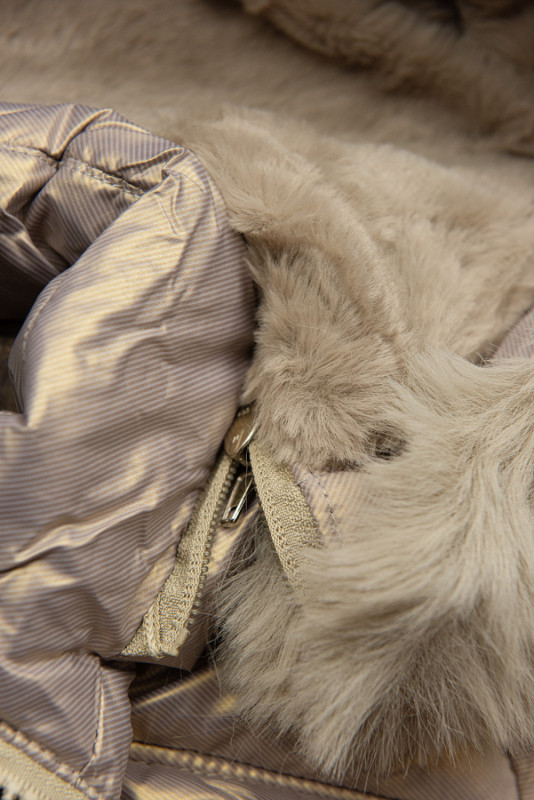 Winterjacke für Mädchen mit Kunstfell Champagner Gold